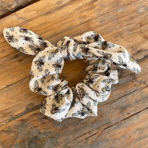 Honey Bee 2.0 Scrunchie Hair Tie, Elastic Hairband, Bee Scrunchie, Ponytail Holder, Top Knot Scunchie