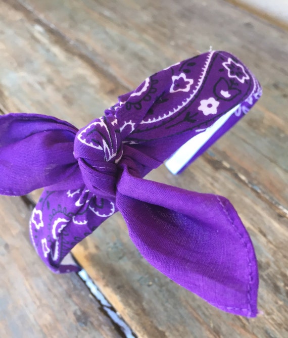 PURPLE Bandana Knot Tie Headband Bandana Hairband Women Etsy