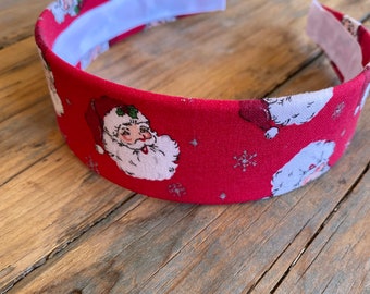 Vintage SANTA Glitter Print Headband, Santa Hairband, Christmas Fashion Headband, Holiday Hair Accessory, Holiday Headband