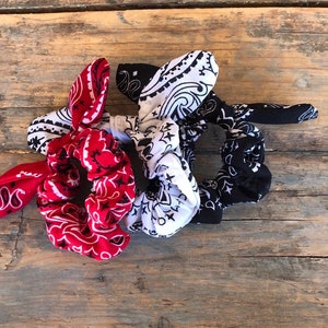 Bandana Scrunchie Set, Hair Tie, Tied Scrunchie, Women&#39;s Hair Accessories, Hair Scrunchies