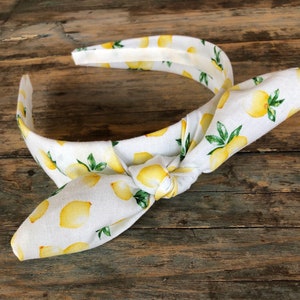 Lemon Knot Tied Headband, Women's Bandana Head Wrap. Tied HairBand, Pre Tied Headband, Fashion Headscarf