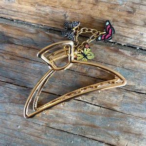 Butterfly Charm Gold Hair Claw Clip: Unique Hair Jewelry