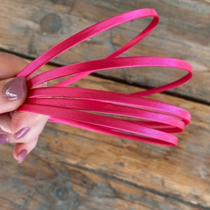 5 Hot Pink Satin Headband Blanks: 5mm DIY Hairband Forms