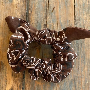 CHOCOLATE Brown Bandana Scrunchie Hair Tie