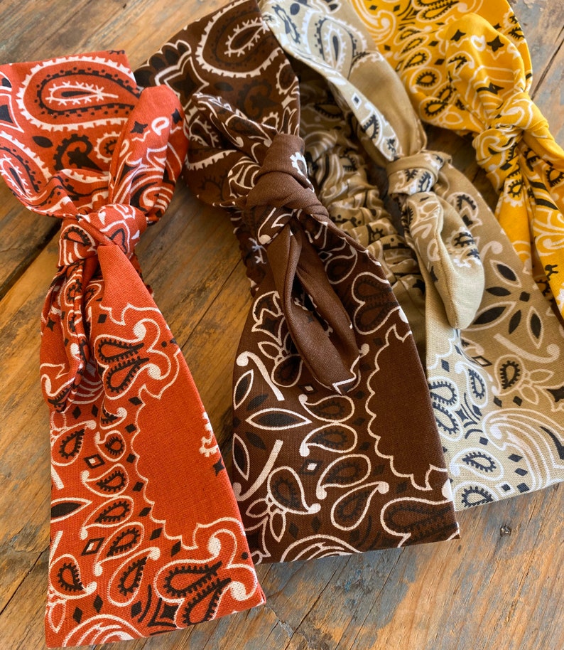 Bandana Paisley Elastic Headwrap Headband Bandanna Headwrap Etsy