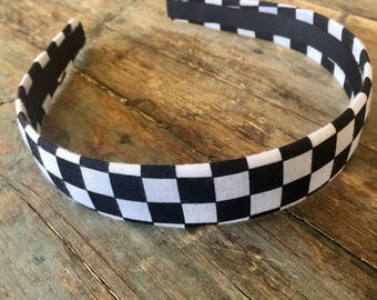 Checker Board Headband, Teen Hairband, Emo Checkerboard, Women’s Checker Flag Hairband