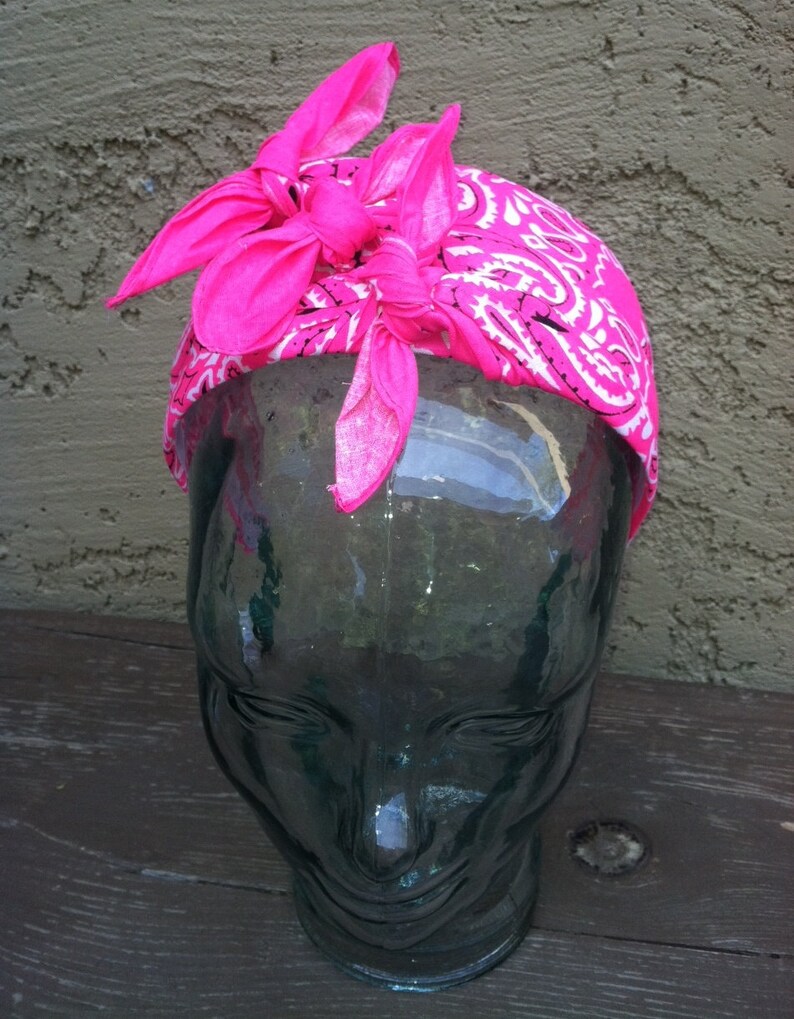 NEON GREEN Bandana Knot Tie Headband Fashion Hairband Etsy