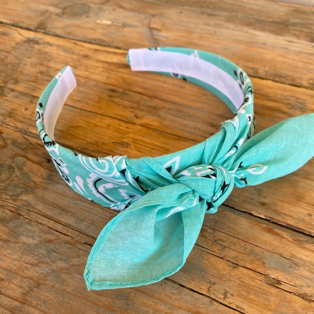 MINT GREEN Bandana Knot Tie Headband Bandanna Head Wrap Rock Etsy