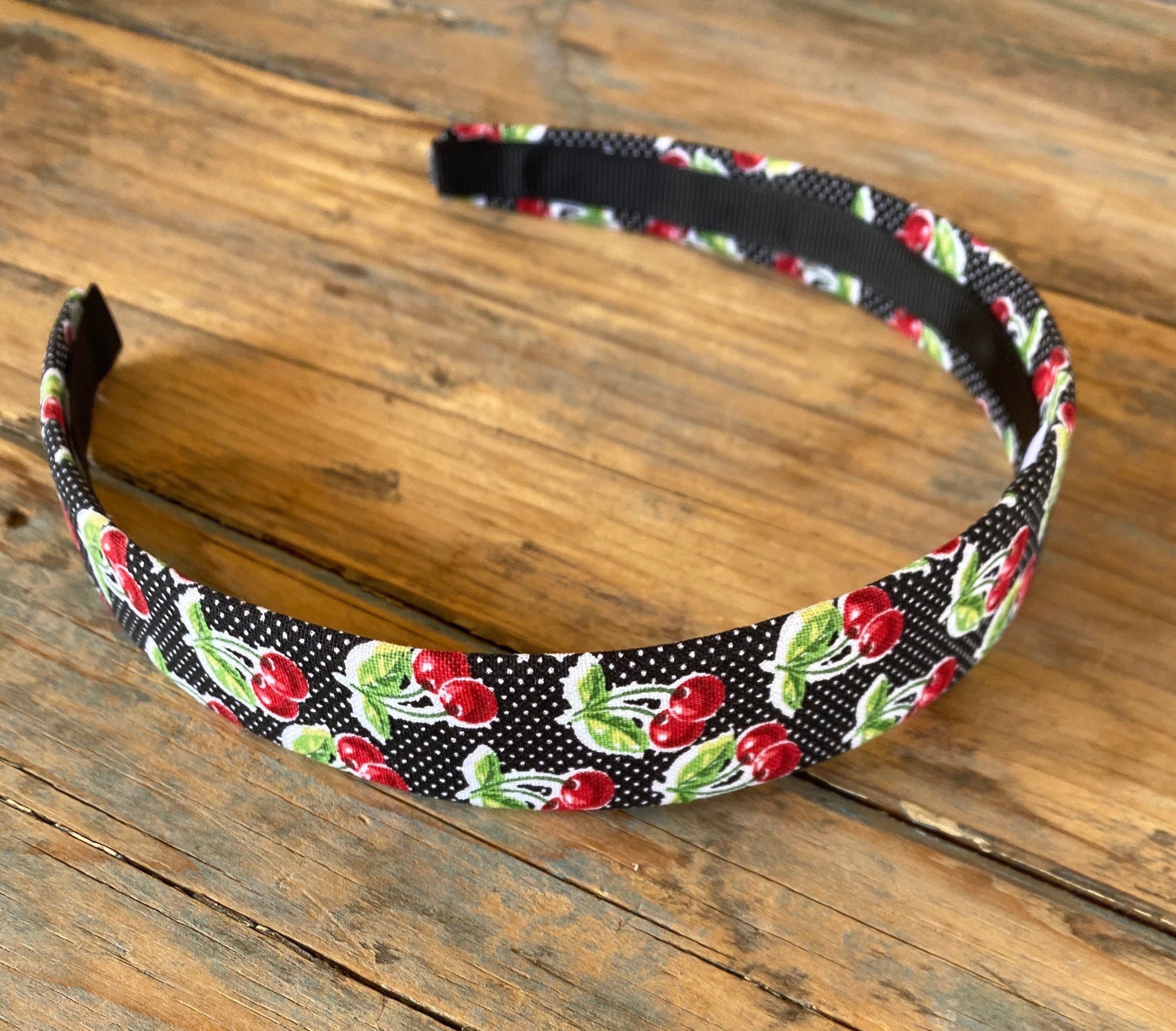 Vintage Cherry Print Headband: Retro Polka Dot Hairband
