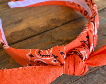 MELON Bandana Knot Tie Headband, Pre Tied Bandanna HeadWrap, Rock Fashion Headband