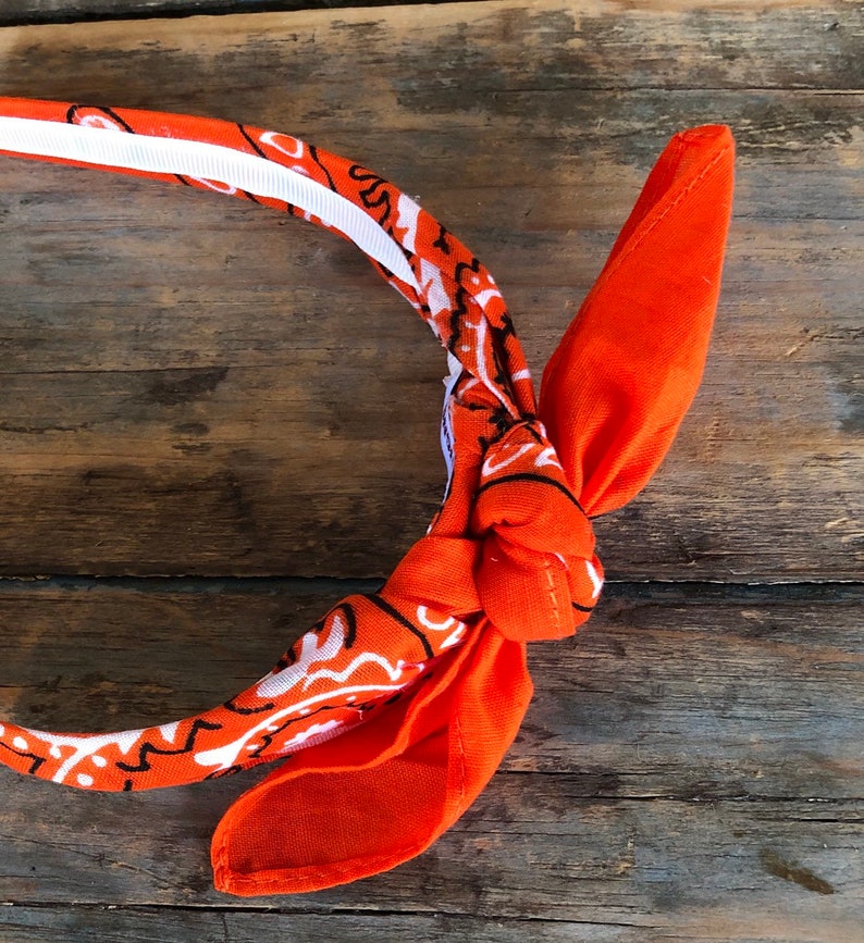 ORANGE Bandana Knot Tie Headband Bandanna Head Wrap Rock Etsy