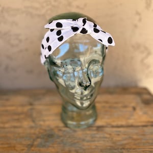 Black Polka Dot Tie Knot Elastic Head Wrap Headband Bandana Hairband Women&#39;s Fashion Custom Tie Headbands For Women