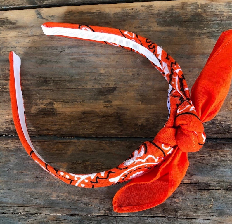 ORANGE Bandana Knot Tie Headband Bandanna Head Wrap Rock Etsy