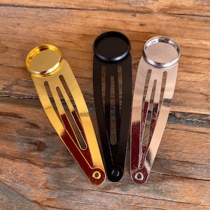 DIY Hair Snap Clips with 12mm Cabochon Setting - 10 Quantity