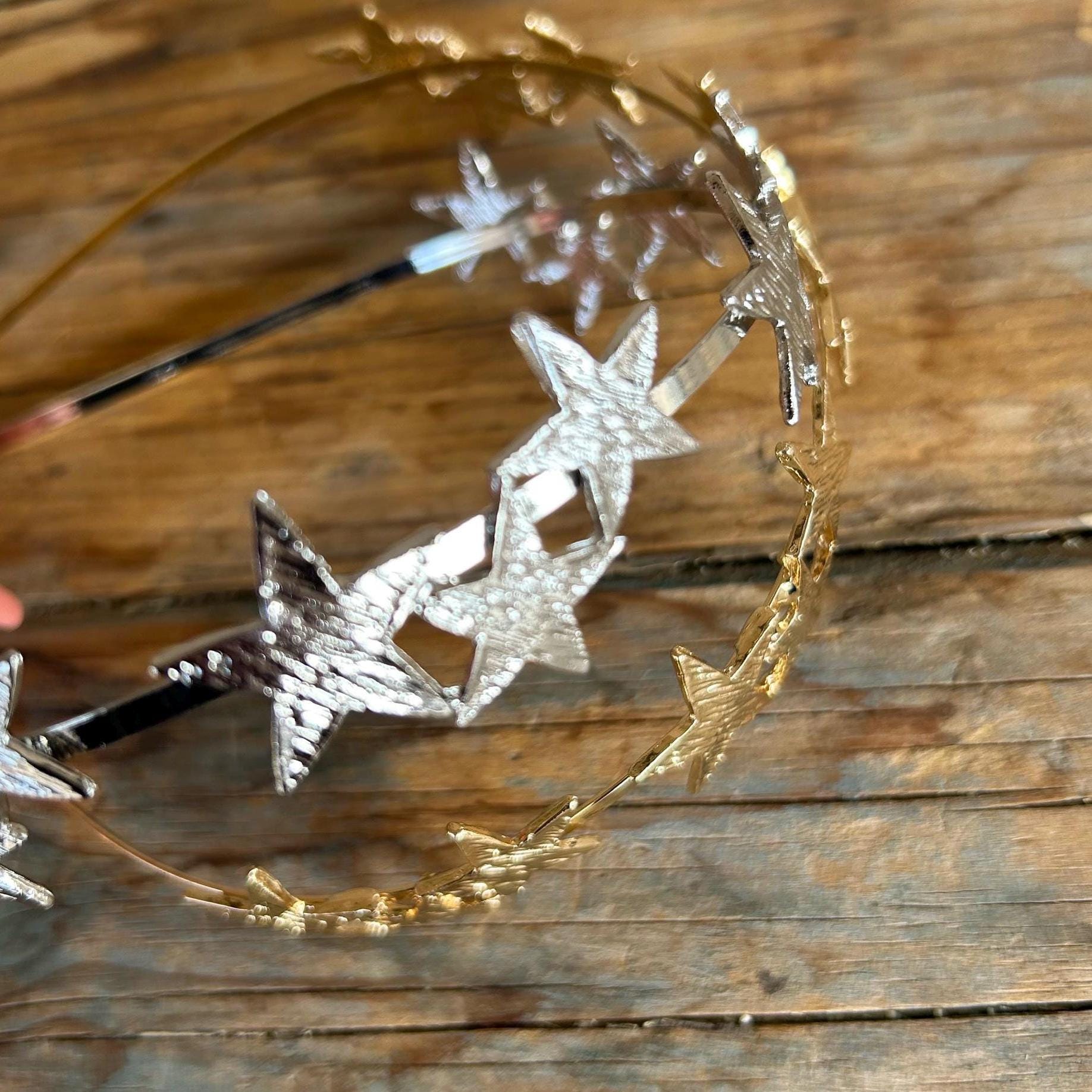 Starburst Metal Headband: Gold or Silver Star Crown - Etsy display picture 3