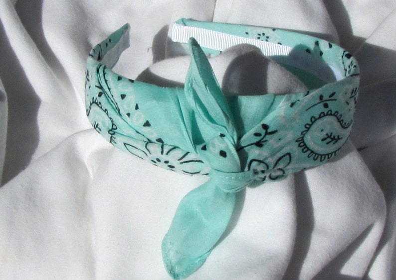 MINT GREEN Bandana Knot Tie Headband Bandanna Head Wrap Rock Etsy