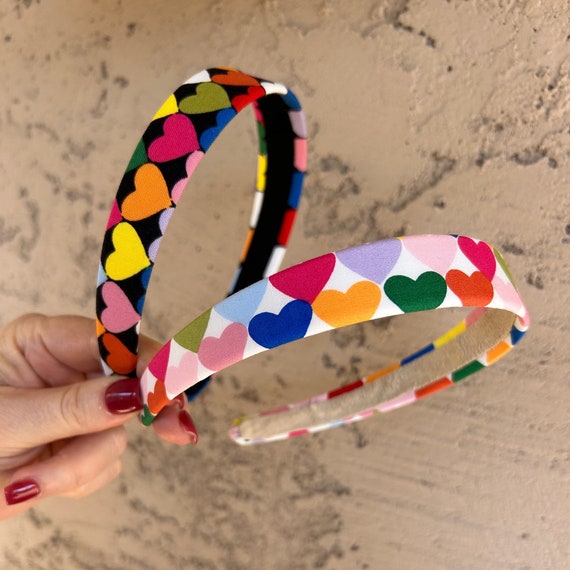 Heart Print Headband: Colorful Cotton Hairband, Trendy  display picture 1