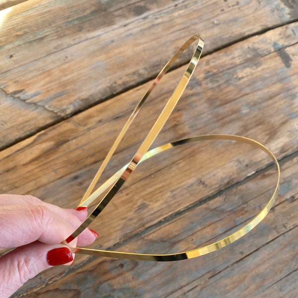 5 Quantity- Gold Metal Headband Blank, Crown Blank, Minimalist Metal Hairband, DIY Metal Skinny Hairband,Flat Metal Headband