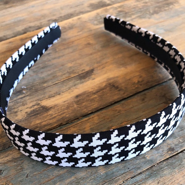 Black And White Houndstooth Headband, Houndstooth Fashion Hairband, Girl Headband, Classic Headband