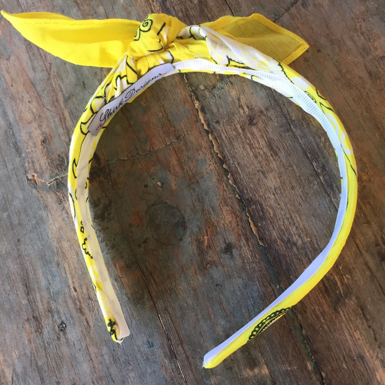NEON YELLOW Bandana Knot Headband Bandanna Headscarf Hairband Etsy