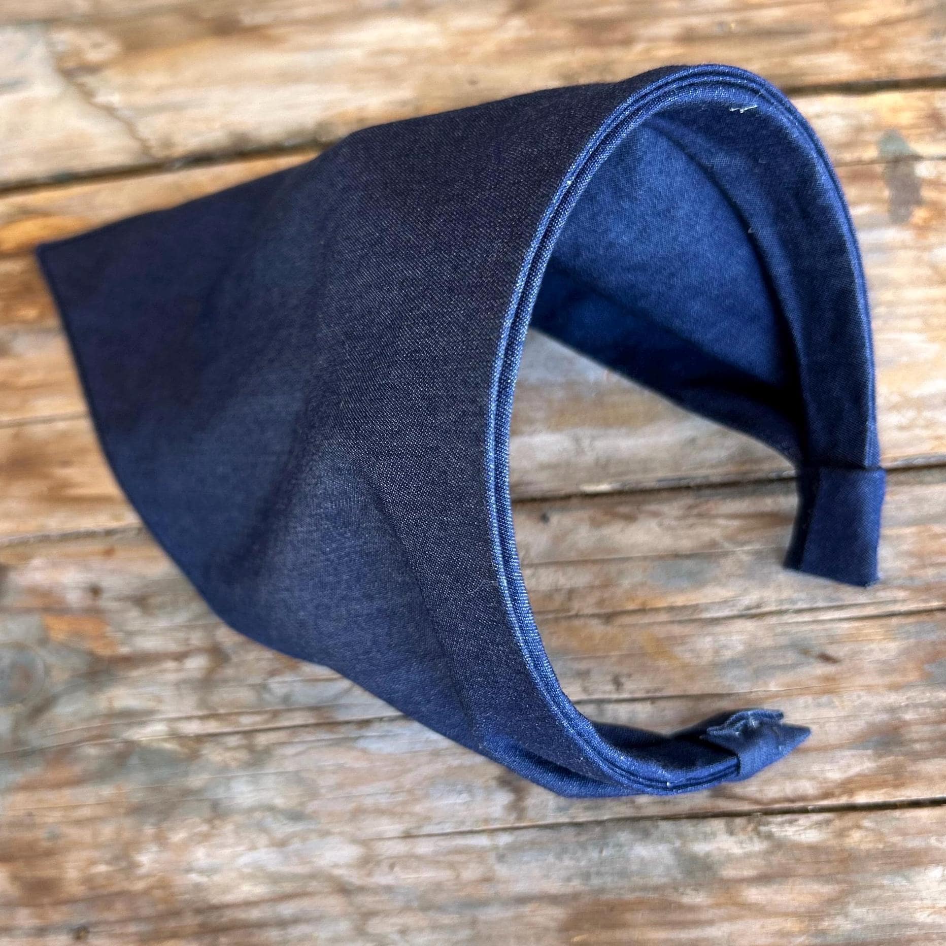 Handmade Indigo Chambray Bandana Headband: Triangle Scarf, Headband Headscarf, Denim Chambray