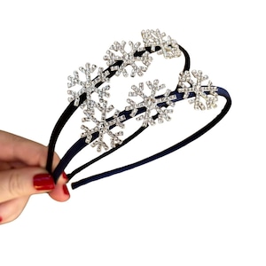 Rhinestone Snowflake Headband, Rhinestone Hair Jewelry, Women's Fashion Hair Accessories, Statement Headband, Holiday Hairband