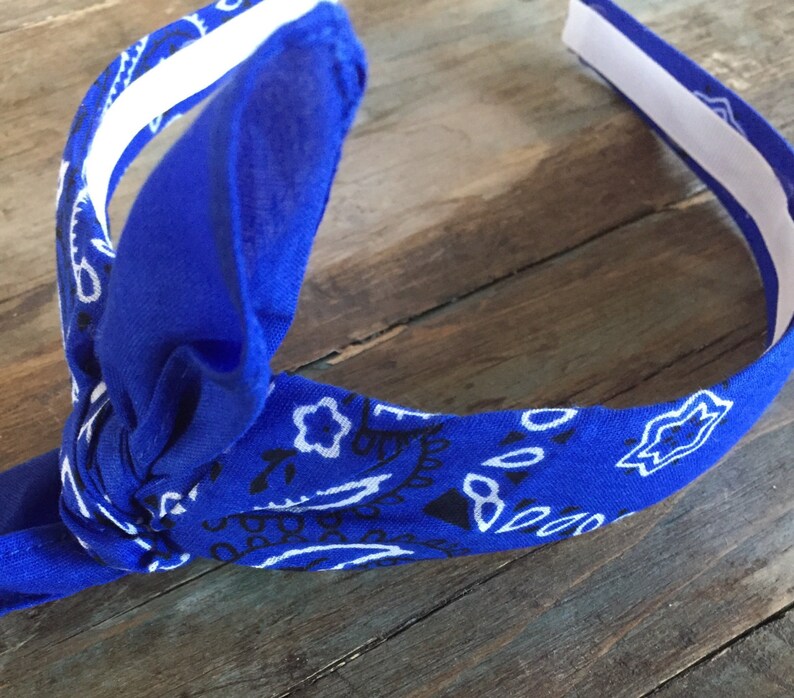 ROYAL BLUE Bandana Knot Tied Head Wrap Rock Fashion Headband Etsy