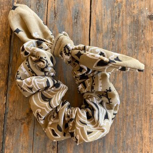 KHAKI Bandana Scrunchie Hair Tie, Elastic Scrunchies