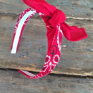 RED Bandana Knot Tie Headband Bandanna HeadWrap Rock Fashion Headband image 2