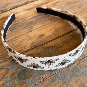 Honey Bee 2.0 Wide Headband, Women’s Head Wrap, Women&#39;s Wide Fashion Headband,  Bee Print Headband, Lux Hairband, Easter Headband, Spring