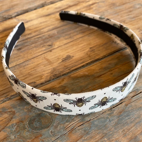 Honey Bee 2.0 Wide Headband, Women’s Head Wrap, Women's Wide Fashion Headband,  Bee Print Headband, Lux Hairband, Easter Headband, Spring