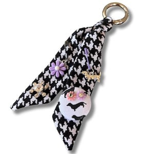 Houndstooth Dachshund Bag Charm: Doxie Purse Keychain
