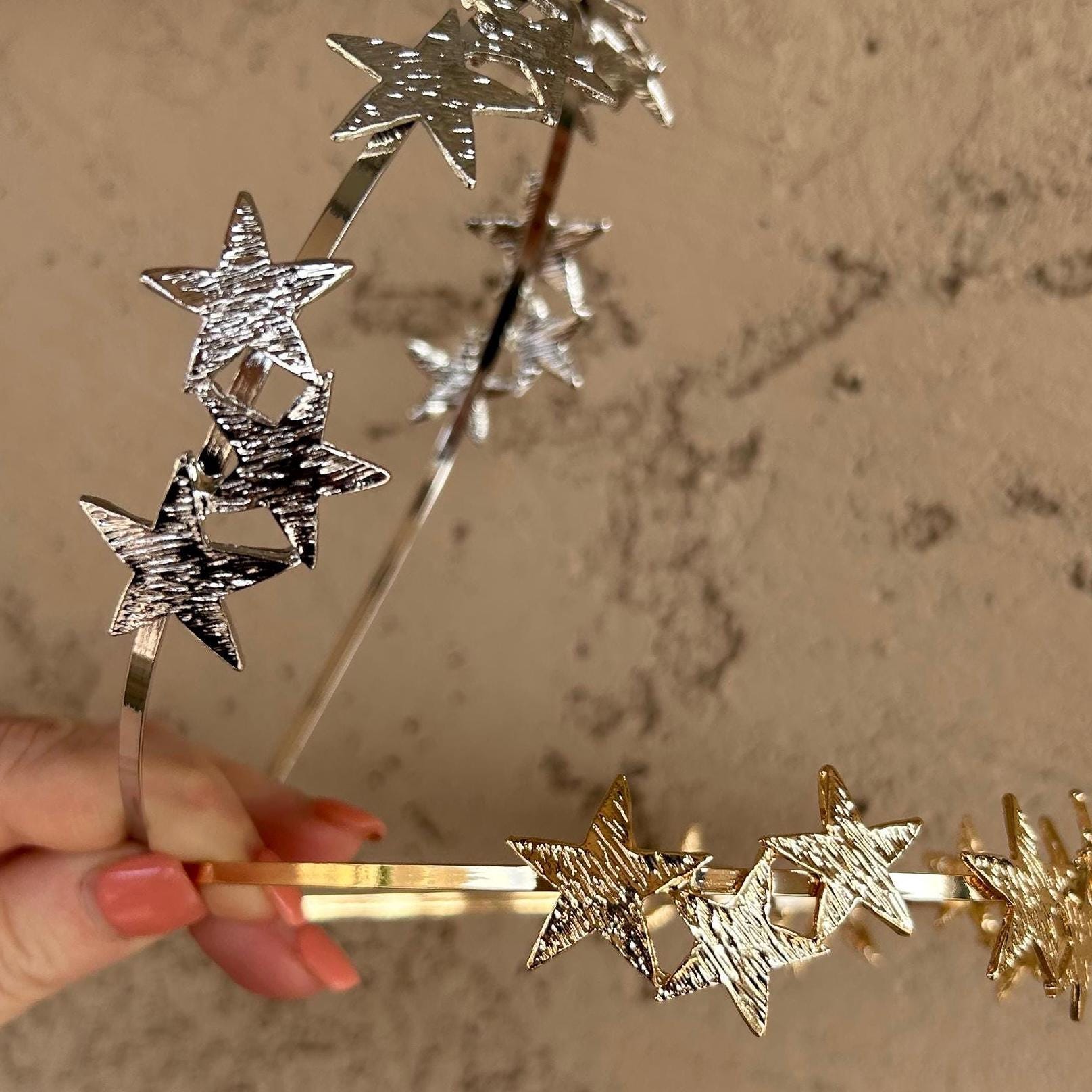 Vintage Silver Starburst & Crystal Star Headband Silver Star Headband - Etsy main image 3