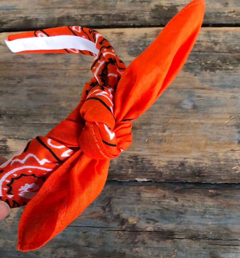 ORANGE Bandana Knot Tie Headband Bandana Head Wrap Rock Etsy