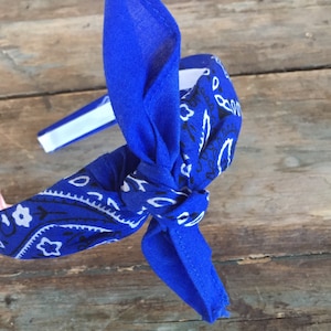 ROYAL BLUE Bandana Knot Tied Headband, Pin Up Head Wrap, Women&#39;s Rock Fashion Headband, Tied Headband