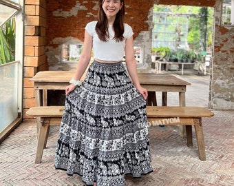 Mixed pack of three long skirt. Thai elephant pattern.