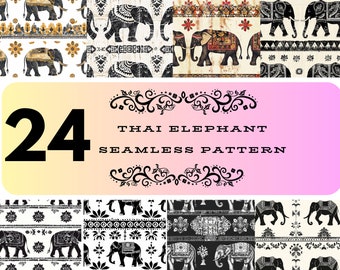 24 files Elephant Pants Thailand Seamless Pattern, Harem Pants Seamless, Boho Chic Mandala, Ideal for Festivals and Beach Party.
