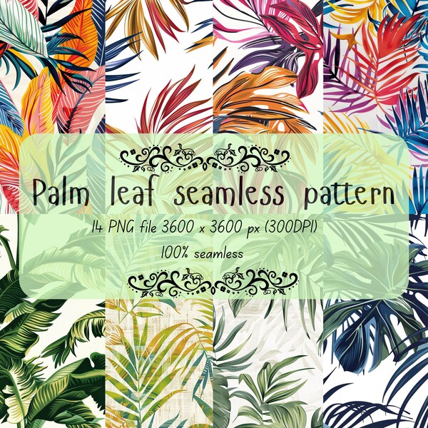 14 Dateien Tropisches Paradies: Premium Palmen Blatt Muster für Ihre Designs | Jetzt auf Etsy shoppen!