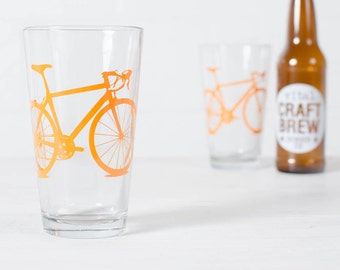 Bike Pint Glasses Pint Screen Printed Bicycle Glassware