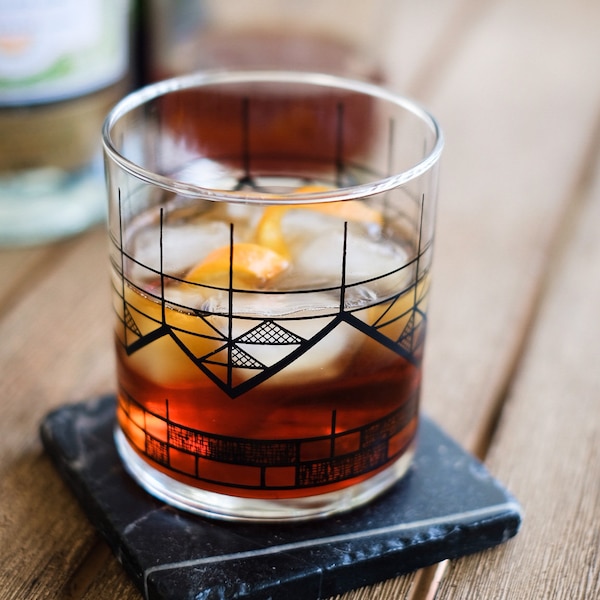 Geometric Mountain Tumbler Drinking Glass, set of 2
