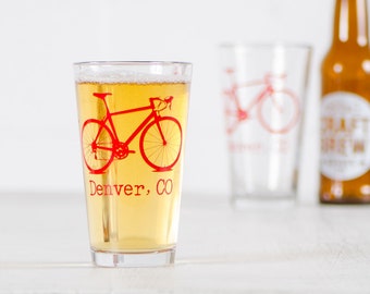 DENVER, COLORADO BIKE Gafas, Juego de 2, pinta de bicicleta impresa