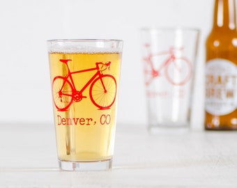 Customized BIKE Glasses, Set of 6, printed bicycle pint