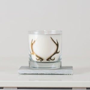 20K Gold Antler Soy Candle in Reusable Rocks Glass