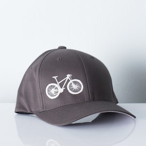 Fat Tire Mountain Bike Flexfit Fitted Hat Cream on Charcoal
