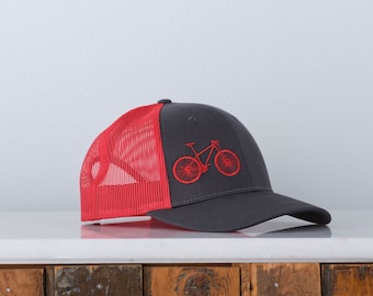 Bike Low Profile Trucker Hat - Red Charcoal