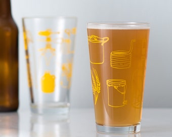 Beer Tools Pint Glass- SET of 2, Marigold