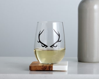 Antler Stemless Wine Glass, Matte Black, Set of 2