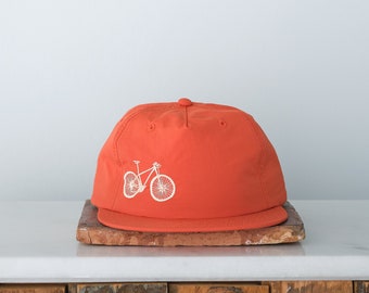 Bicycle Embroidered Nylon Trucker Cap, Persimmon Summer clothing gifts