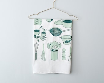 Kitchen Utensils flour sack towel, deluxe screen printed