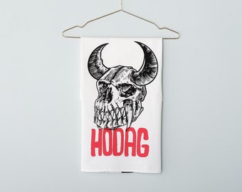 Hodag Skull flour sack towel, deluxe screen printed, Hostess gift